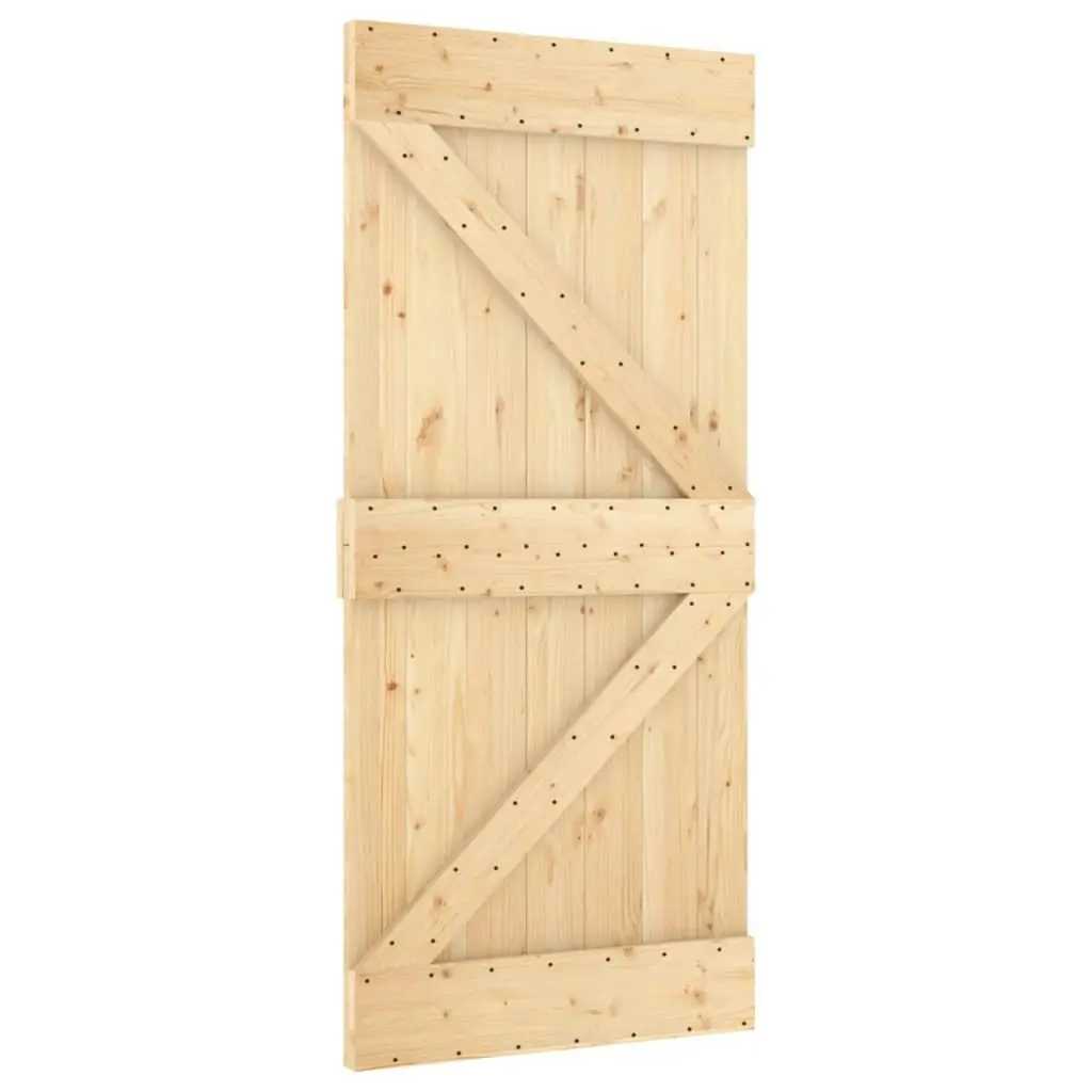 Sliding Door with Hardware Set 95x210 cm Solid Wood Pine 3203022