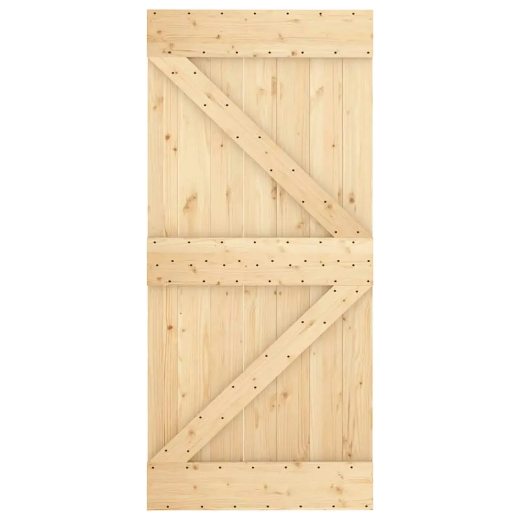 Sliding Door with Hardware Set 95x210 cm Solid Wood Pine 3202985