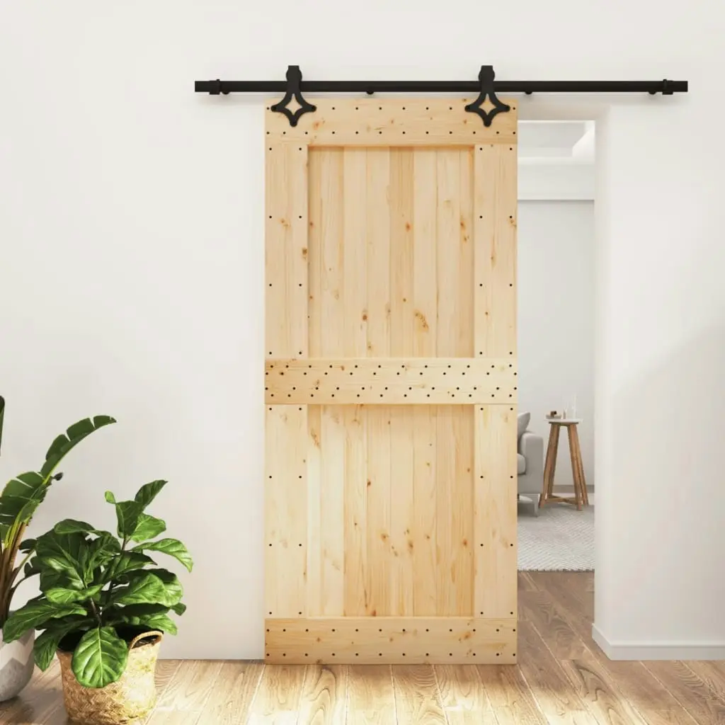 Sliding Door with Hardware Set 95x210 cm Solid Wood Pine 3203149