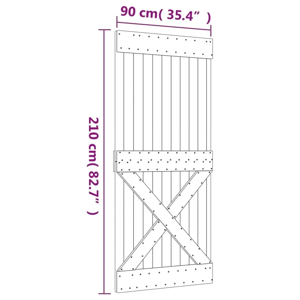 Sliding Door with Hardware Set 90x210 cm Solid Wood Pine 3203269