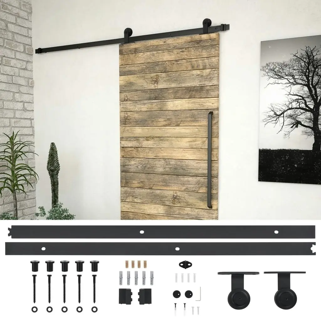 Sliding Door SKIEN Hardware Kit 200 cm Steel Black 145263