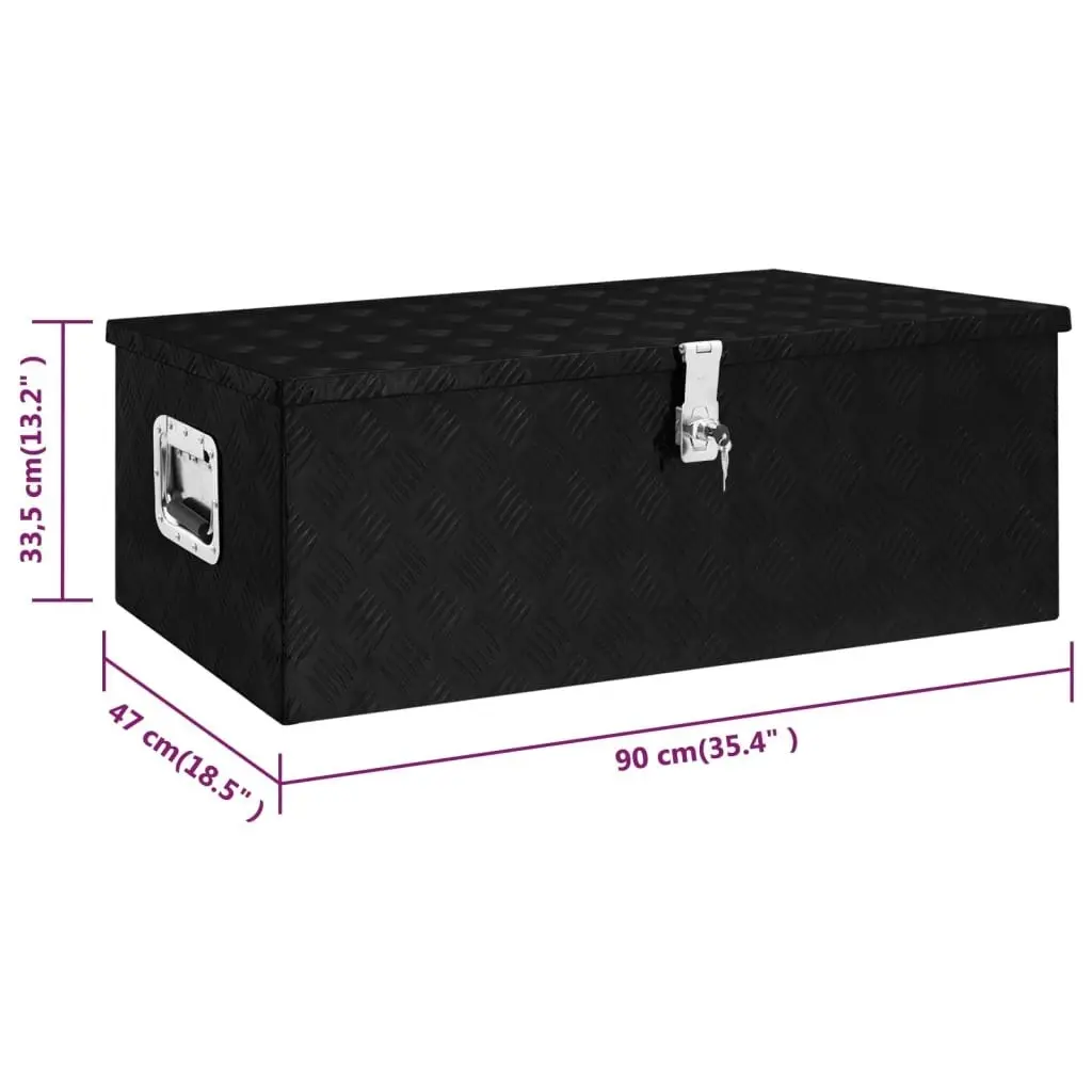 Storage Box Black 90x47x33.5 cm Aluminium 152255