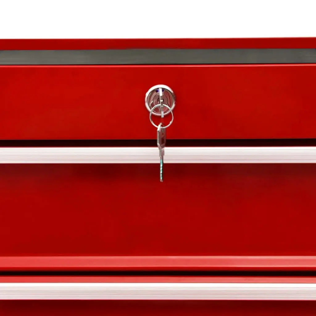 Tool Trolley with 10 Drawers Steel Red 3056731