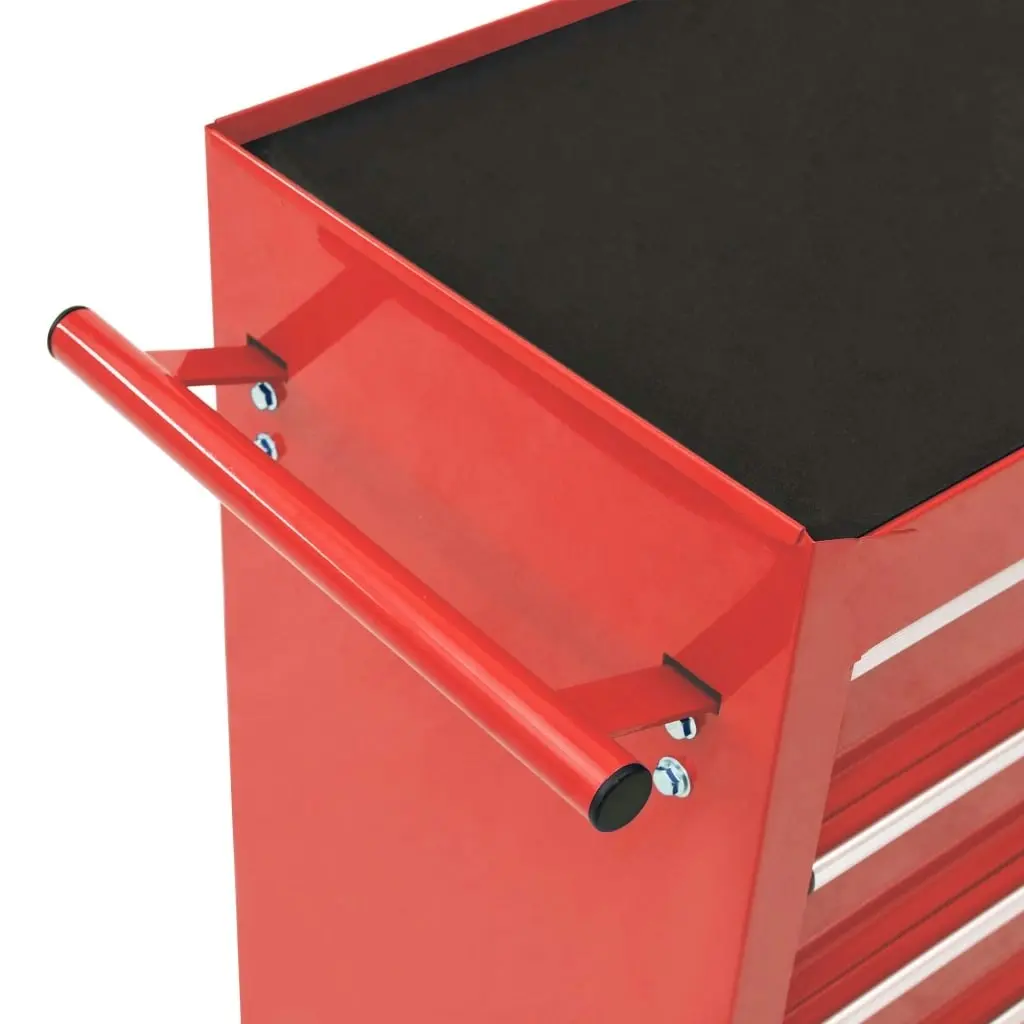 Tool Trolley with 10 Drawers Steel Red 3056731