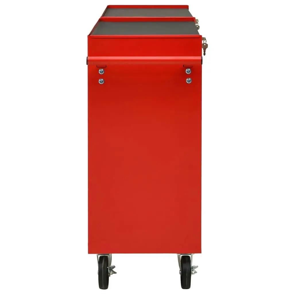 Tool Trolley with 10 Drawers Steel Red 3056731