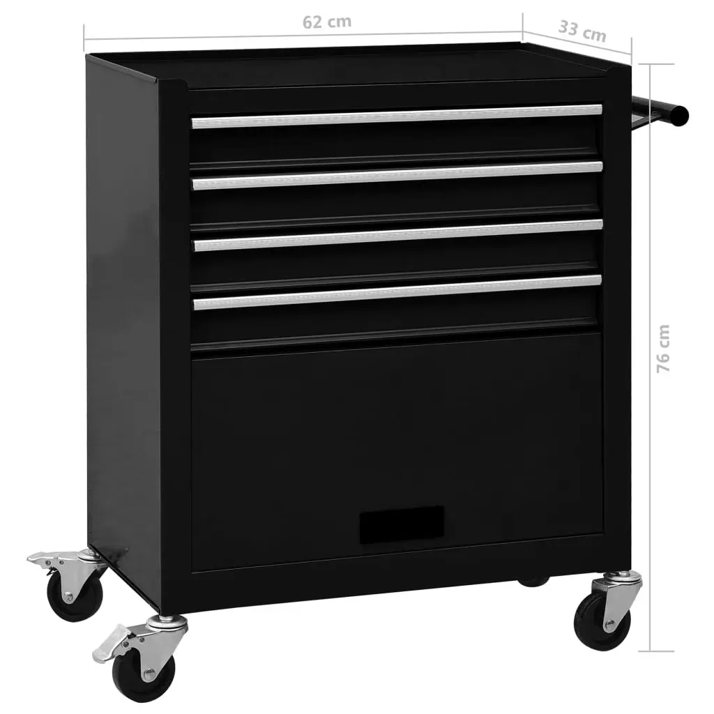 Tool Trolley with 4 Drawers Steel Black 147189