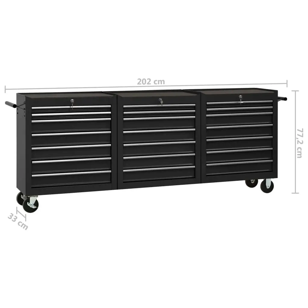 Tool Trolley with 21 Drawers Steel Black 3056742