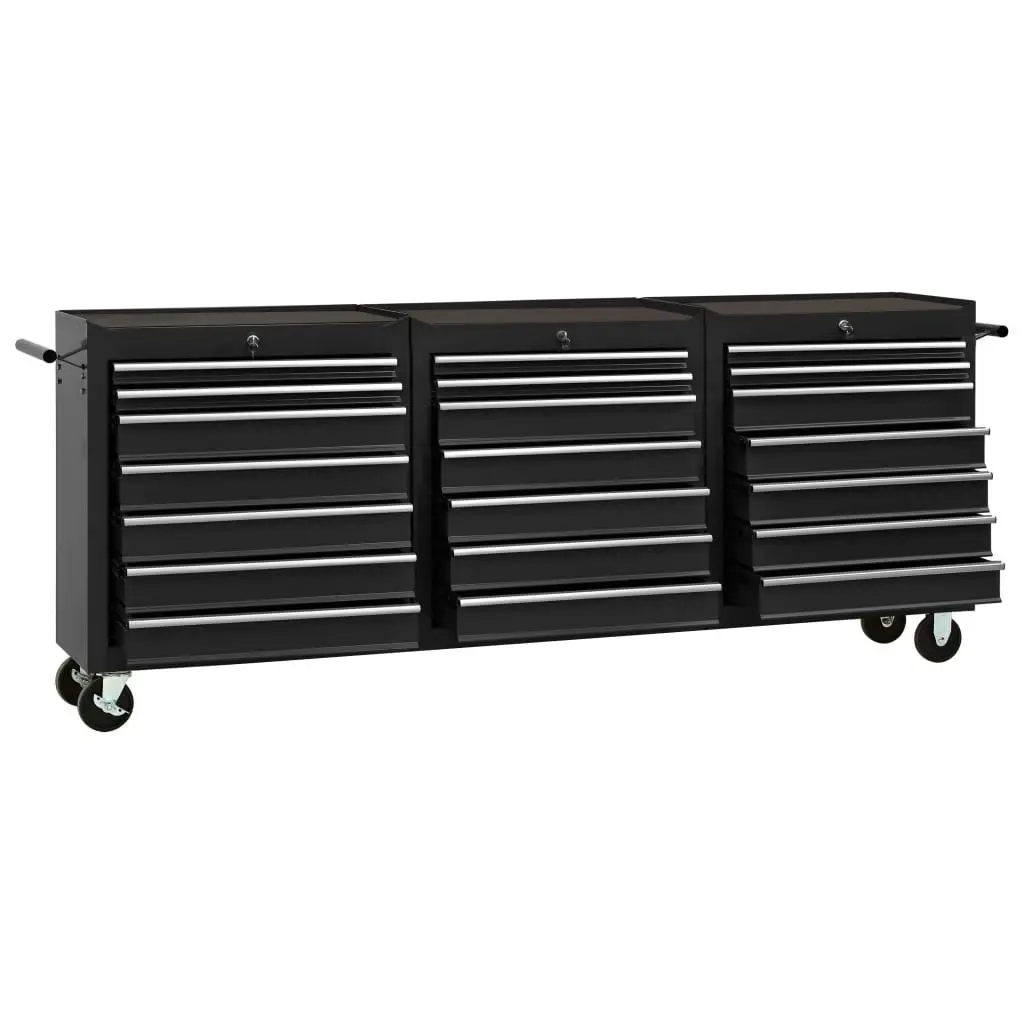 Tool Trolley with 21 Drawers Steel Black 3056742