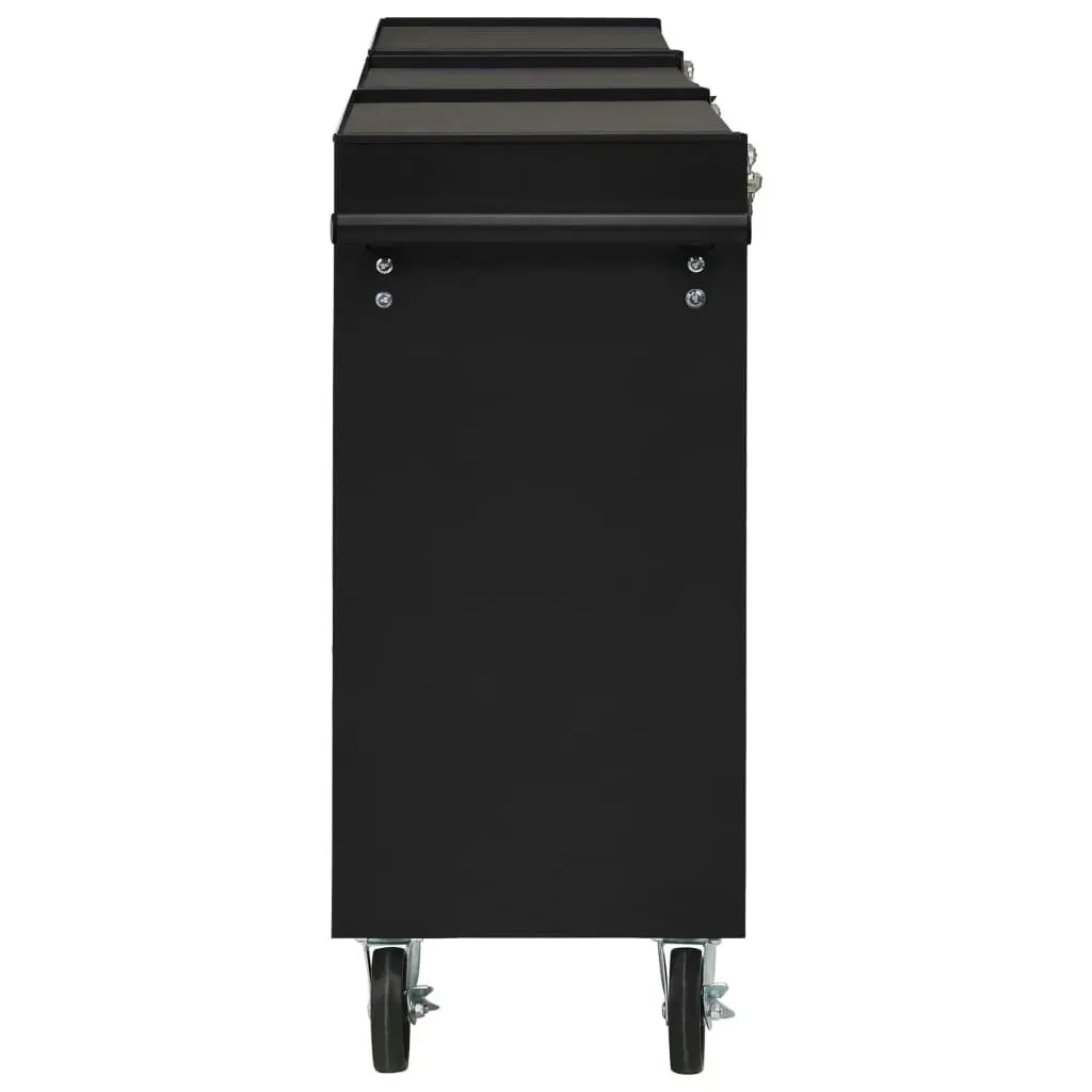 Tool Trolley with 15 Drawers Steel Black 3056741