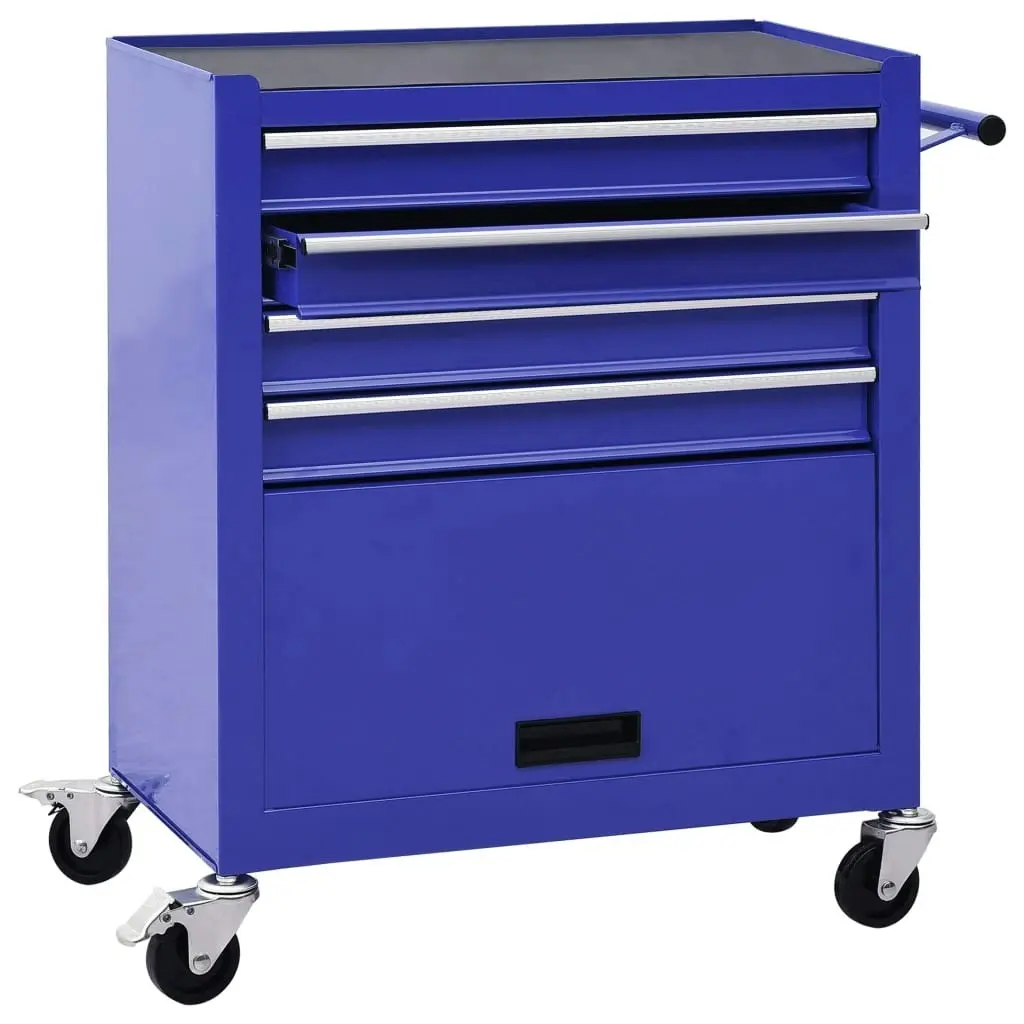 Tool Trolley with 4 Drawers Steel Blue 147188