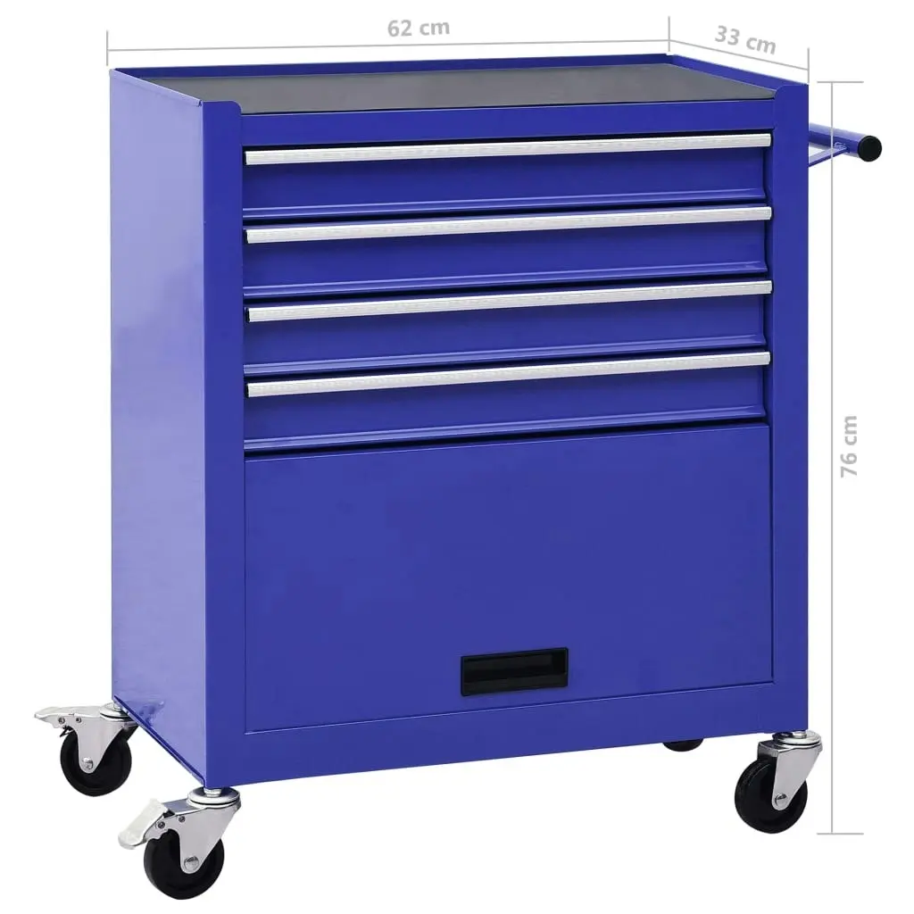 Tool Trolley with 4 Drawers Steel Blue 147188