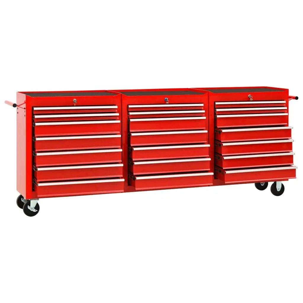 Tool Trolley with 21 Drawers Steel Red 3056738