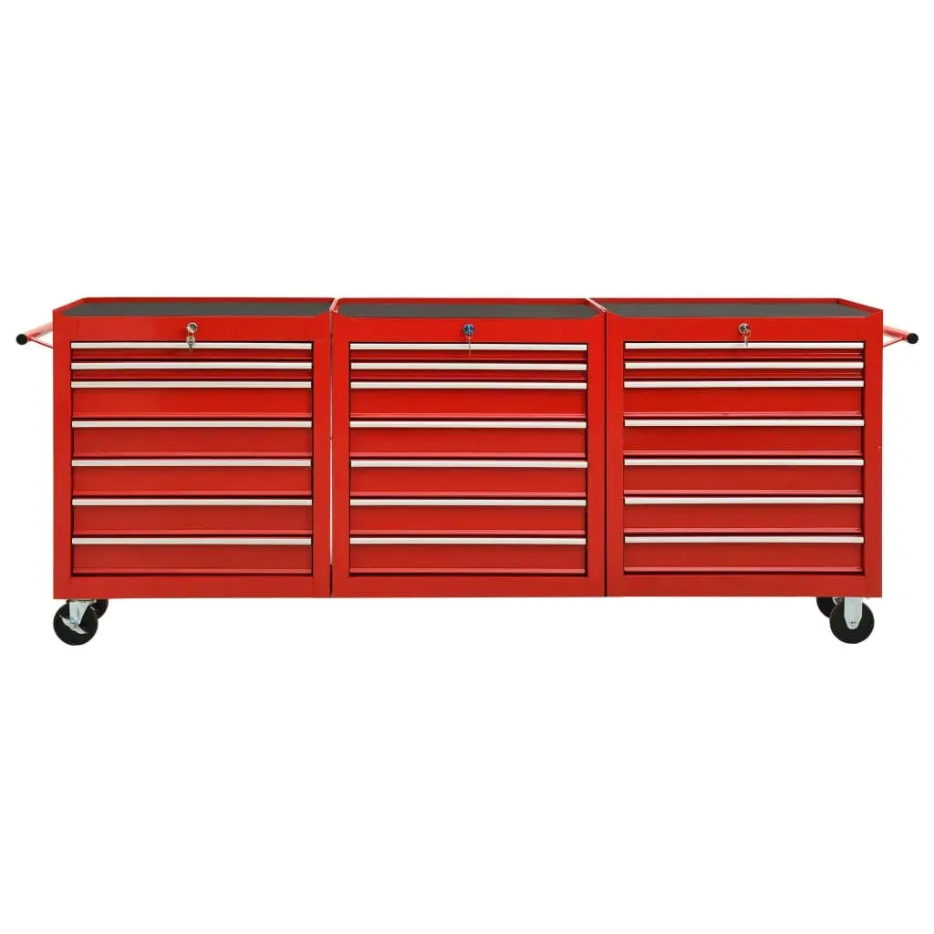 Tool Trolley with 21 Drawers Steel Red 3056738