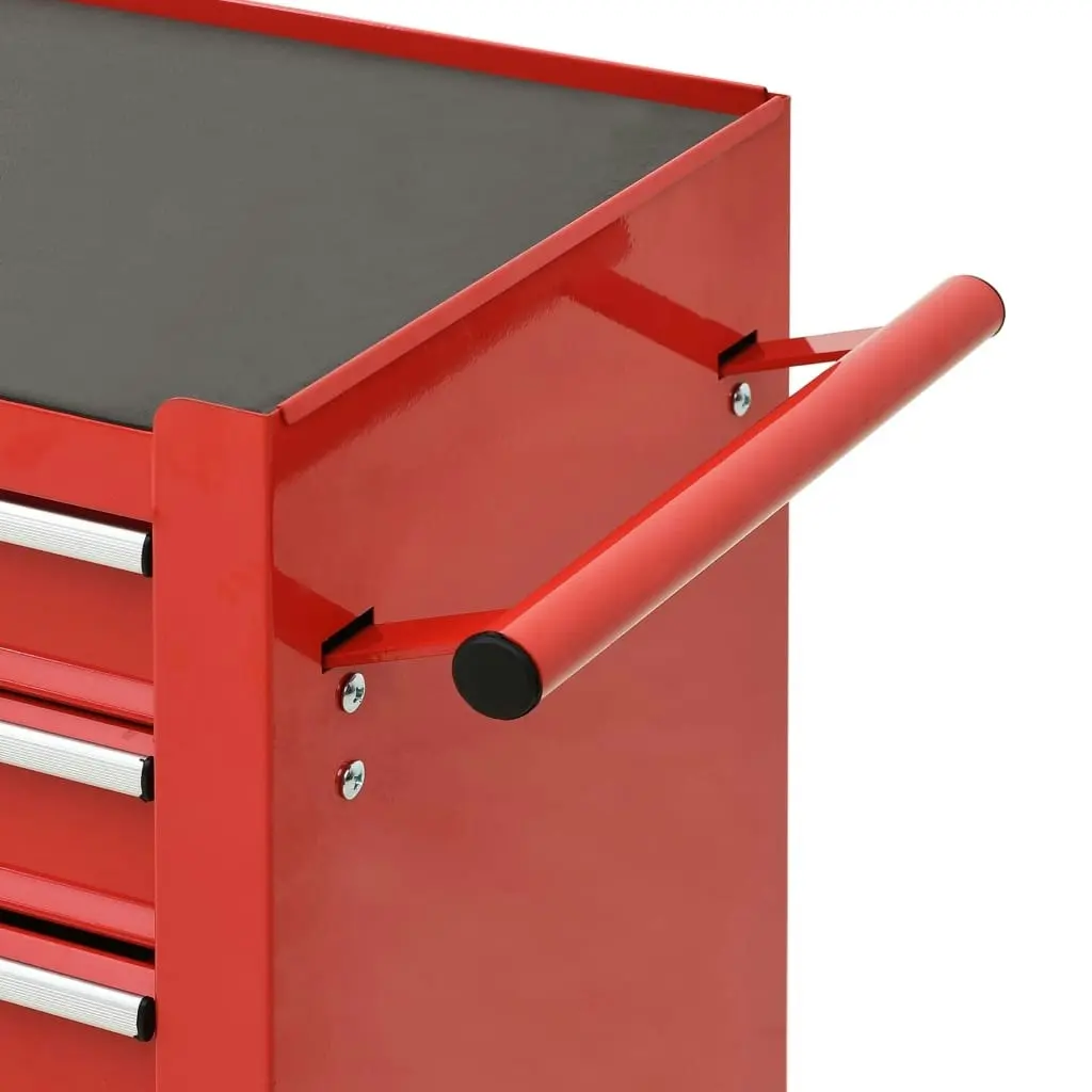 Tool Trolley with 4 Drawers Steel Red 147187