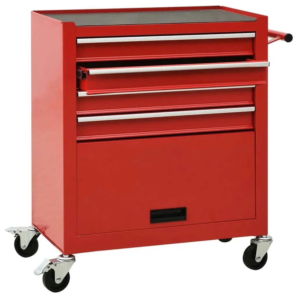 Tool Trolley with 4 Drawers Steel Red 147187