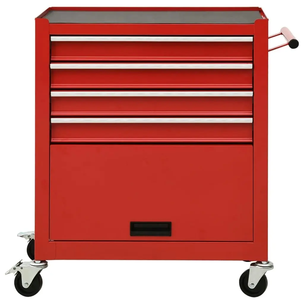 Tool Trolley with 4 Drawers Steel Red 147187