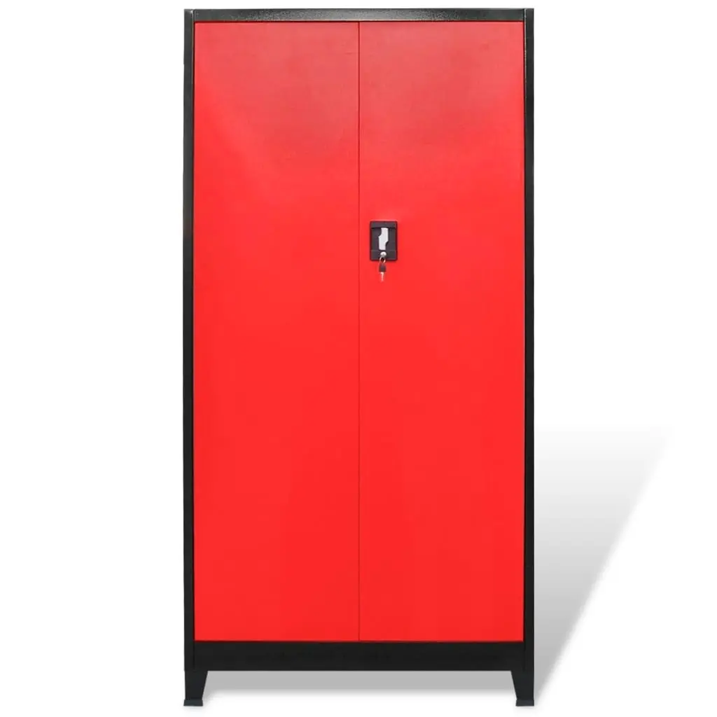 Tool Cabinet with 2 Doors Steel 90x40x180 cm Black and Red 20158