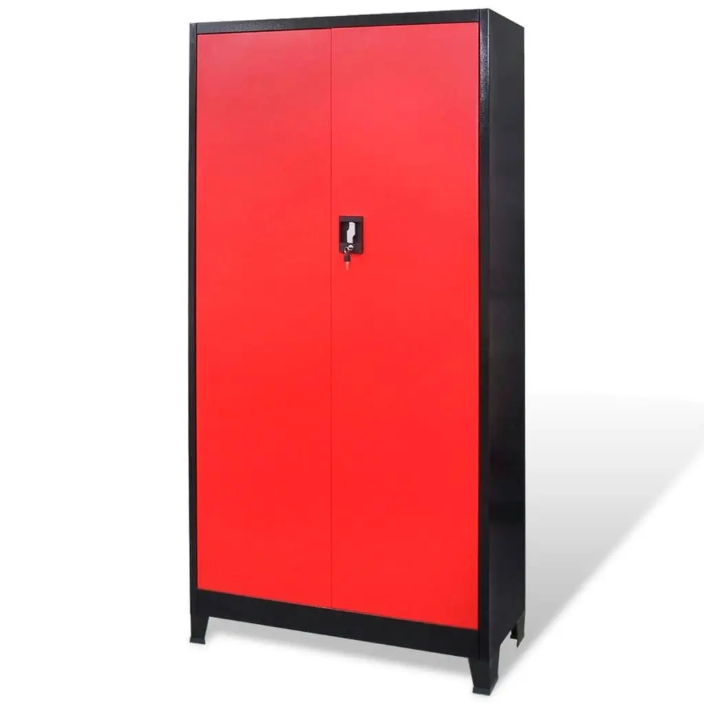 Tool Cabinet with 2 Doors Steel 90x40x180 cm Black and Red 20158