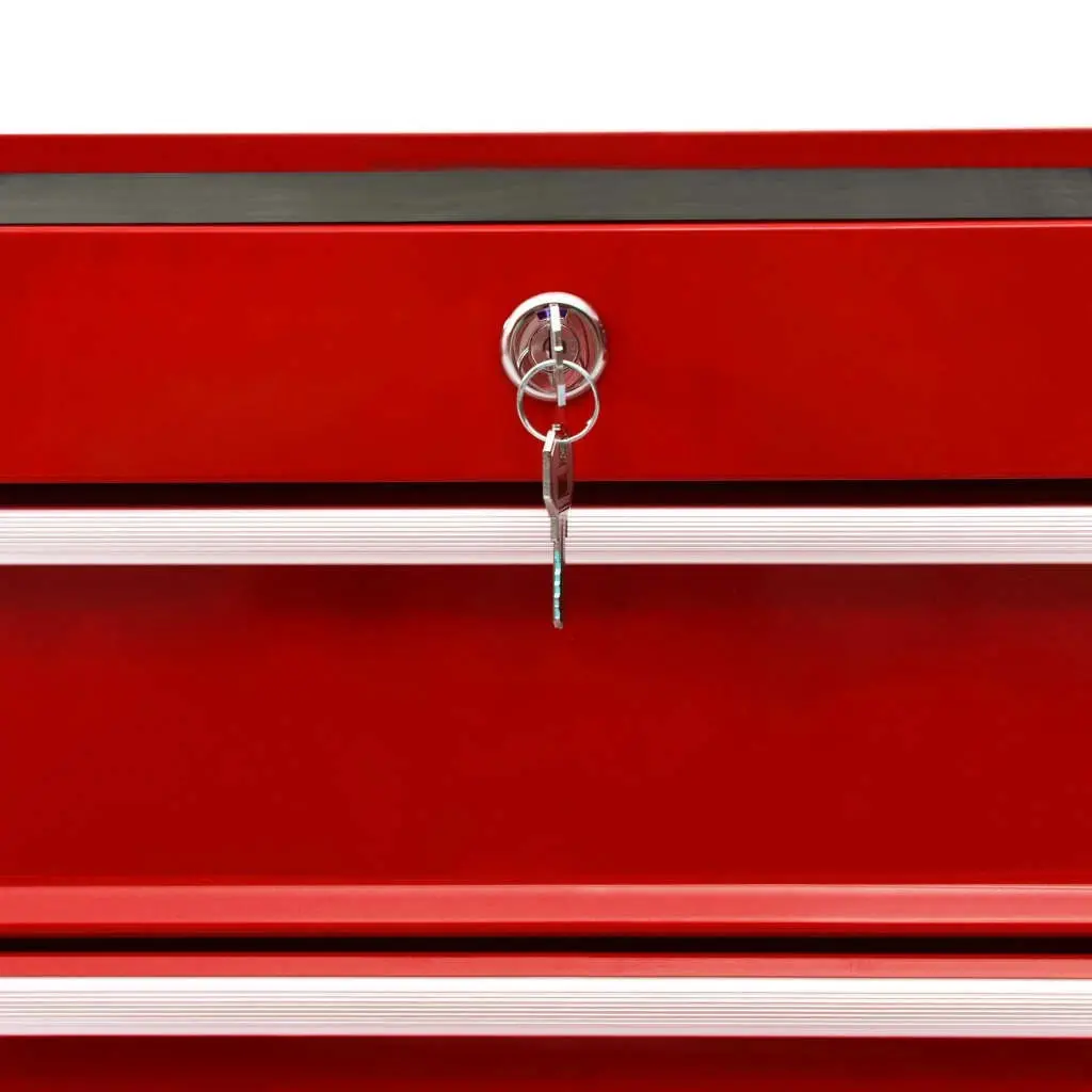 Tool Trolley with 15 Drawers Steel Red 3056737