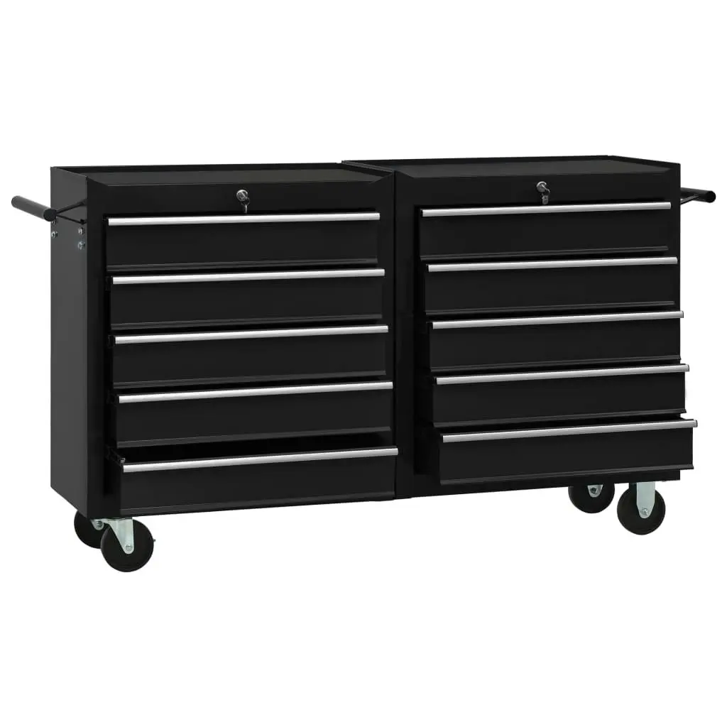 Tool Trolley with 5 Drawers Black 69x33x77 cm Steel 147183