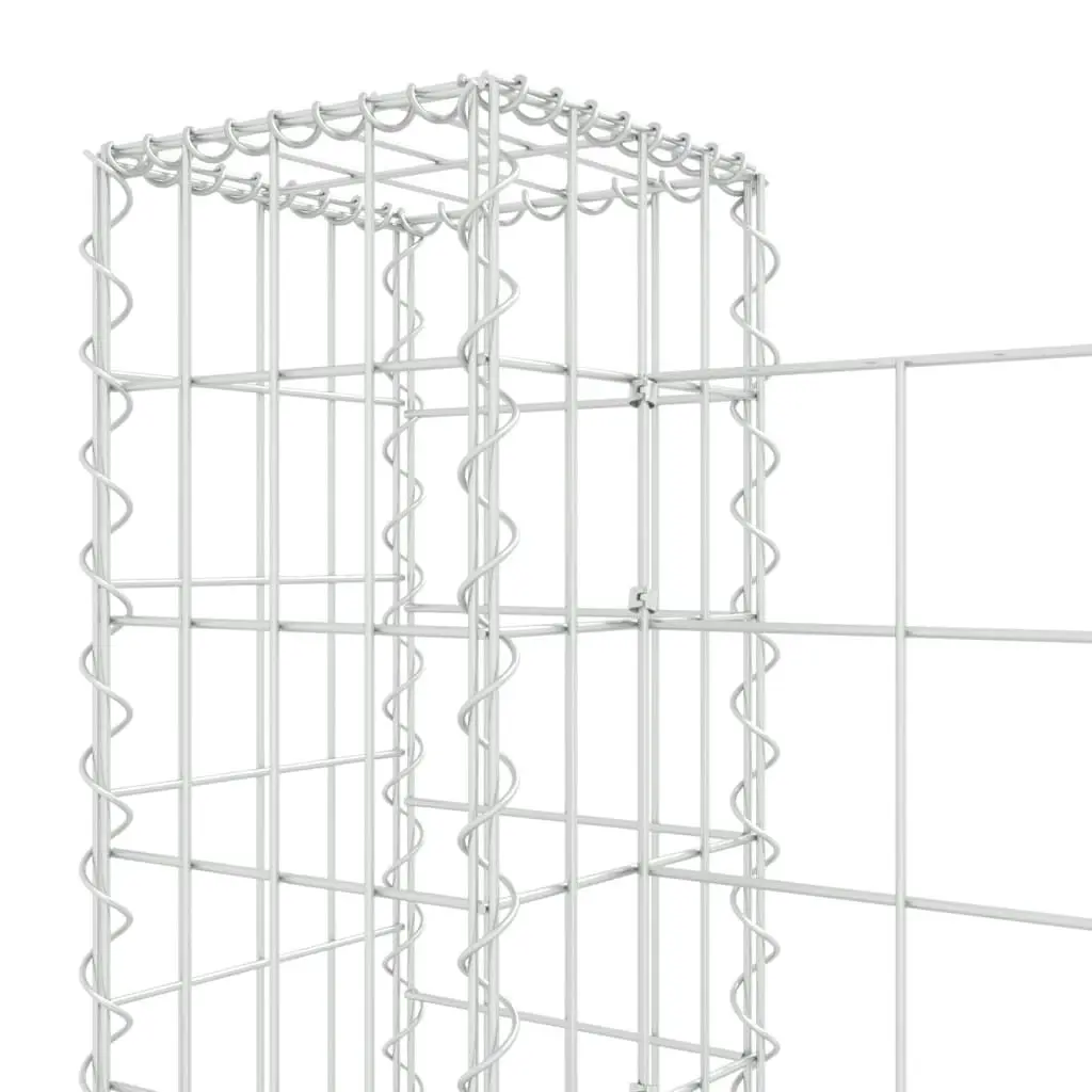 U-shape Gabion Basket with 2 Posts Iron 140x20x100 cm 151275