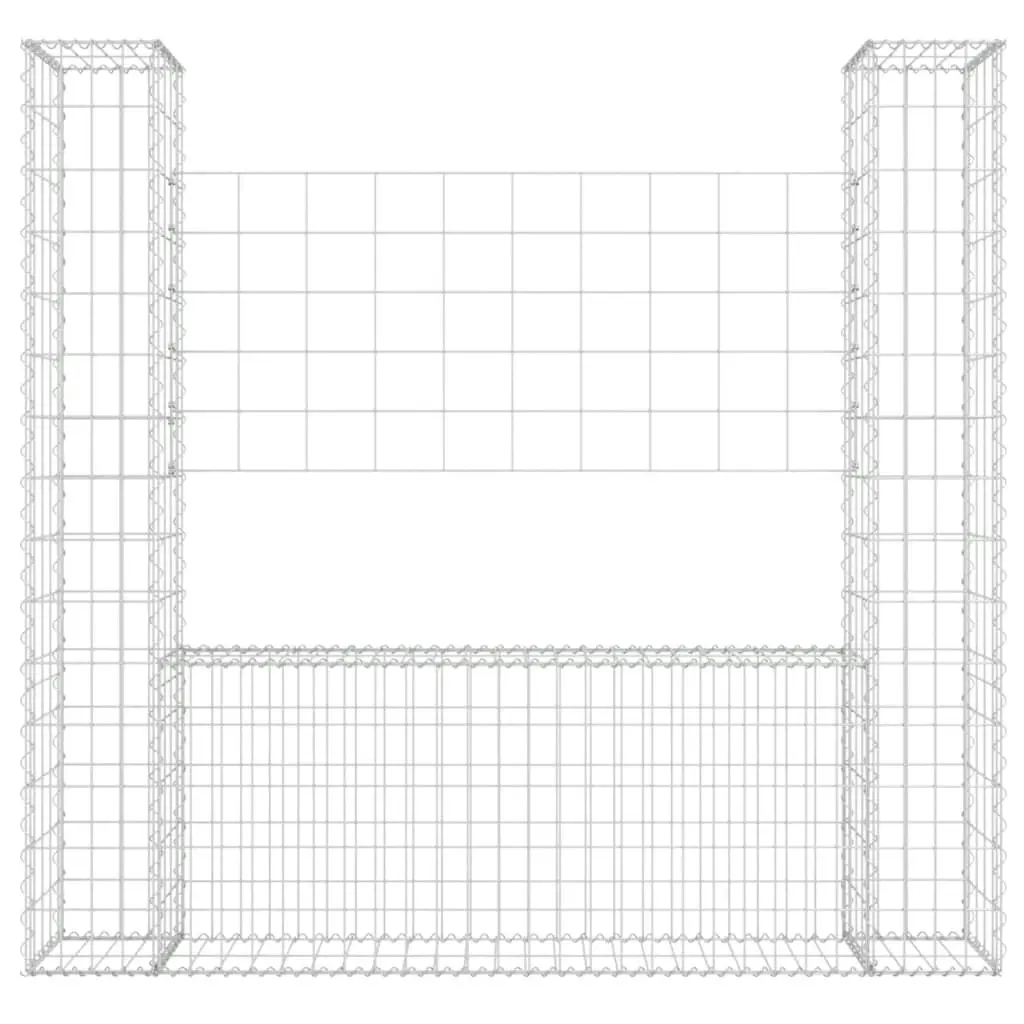 U-shape Gabion Basket with 2 Posts Iron 140x20x150 cm 151282