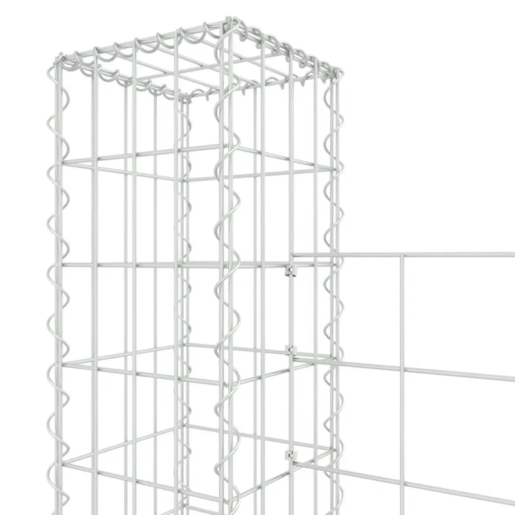 U-shape Gabion Basket with 2 Posts Iron 140x20x150 cm 151282