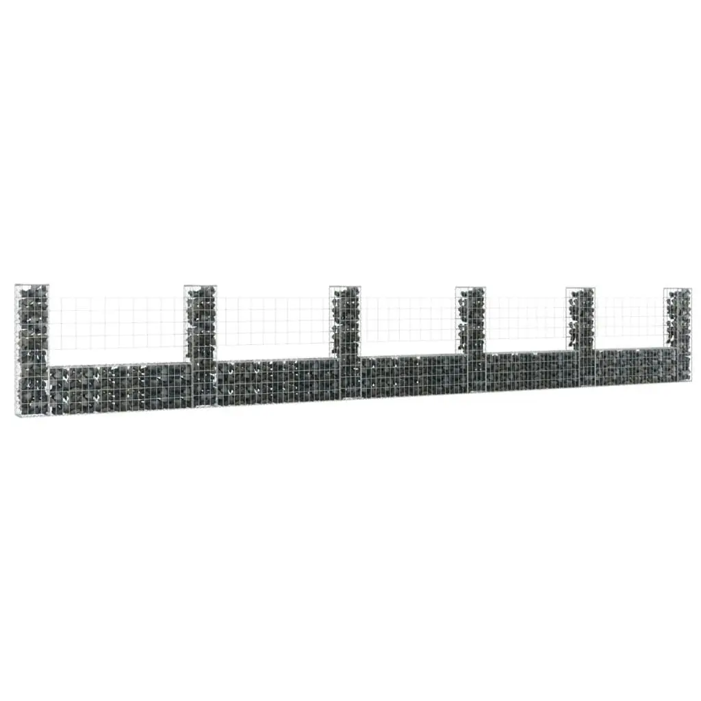 U-shape Gabion Basket with 6 Posts Iron 620x20x100 cm 151279