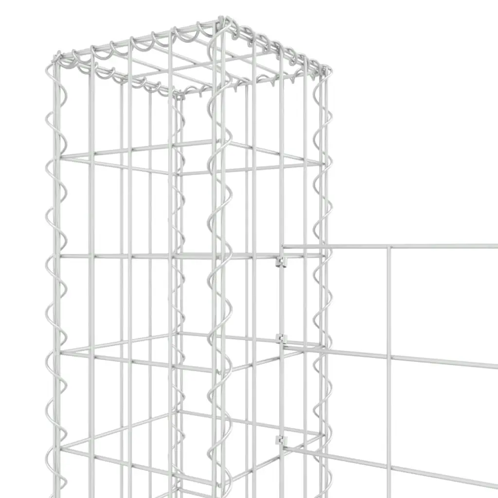 U-shape Gabion Basket with 6 Posts Iron 620x20x150 cm 151286