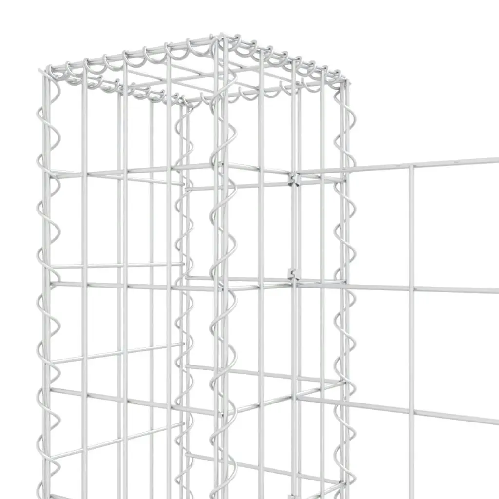 U-shape Gabion Basket with 7 Posts Iron 740x20x100 cm 151280