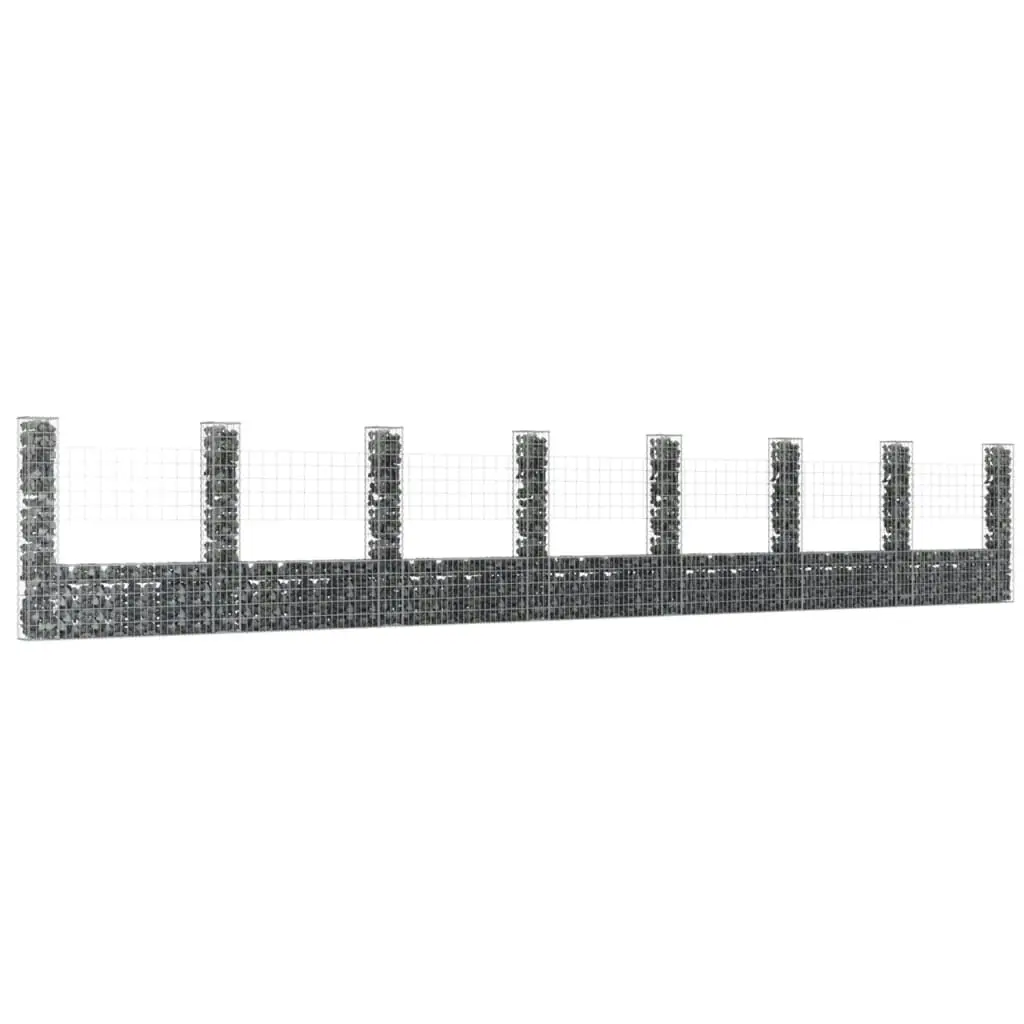 U-shape Gabion Basket with 8 Posts Iron 860x20x150 cm 151288