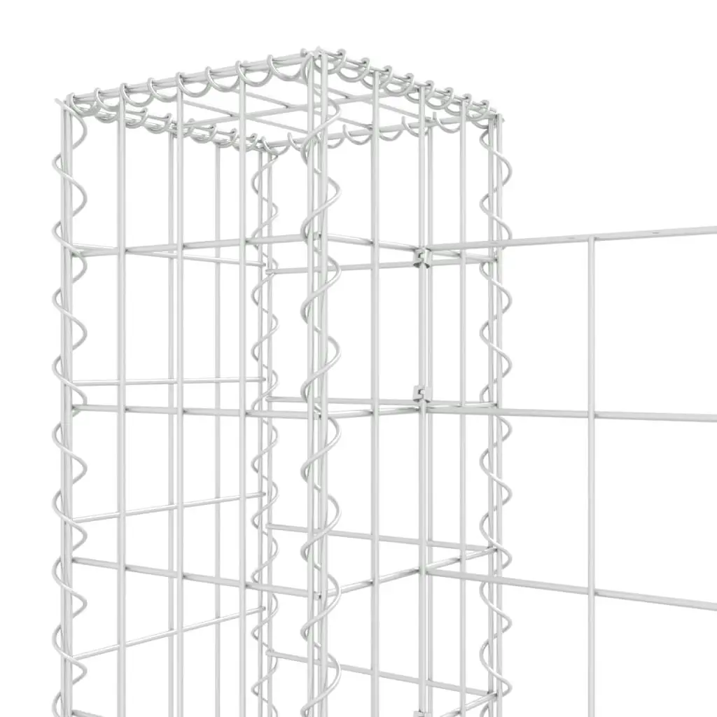 U-shape Gabion Basket with 3 Posts Iron 260x20x100 cm 151276