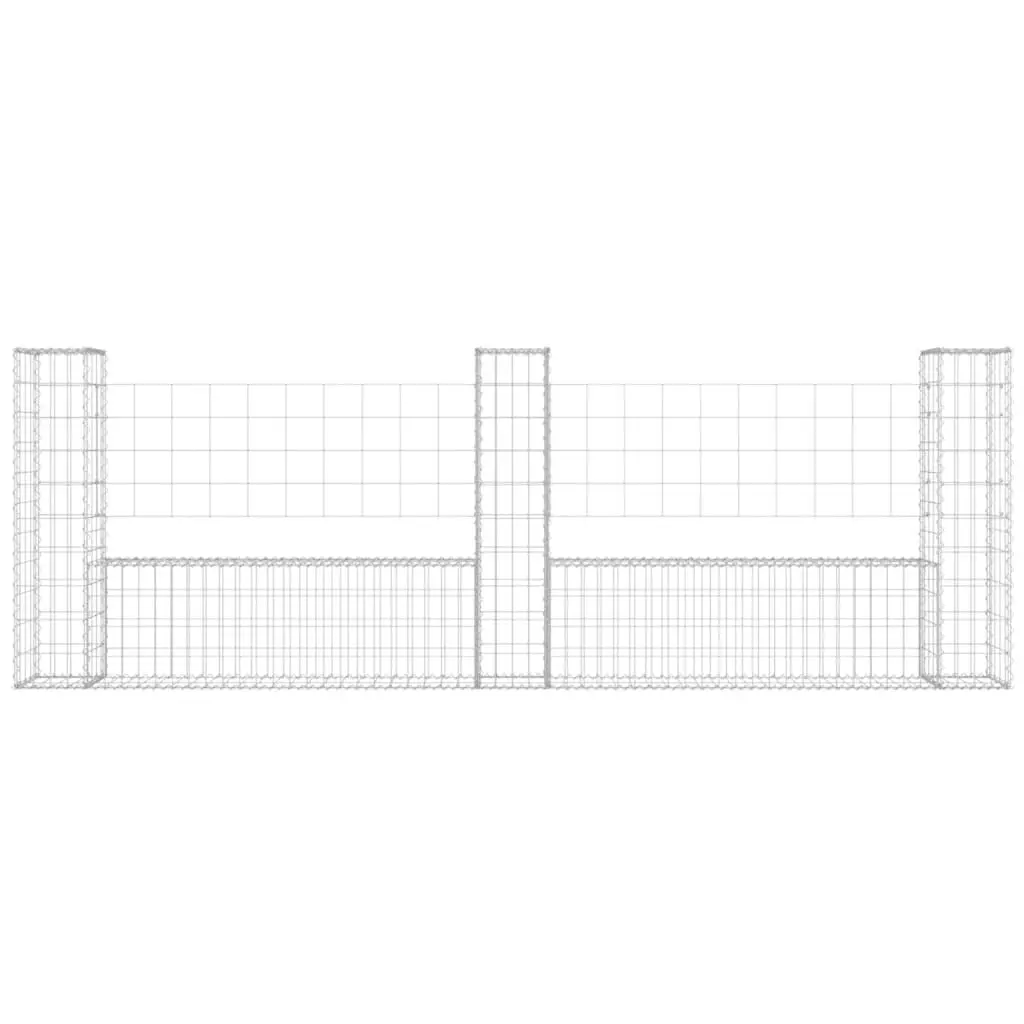 U-shape Gabion Basket with 3 Posts Iron 260x20x100 cm 151276