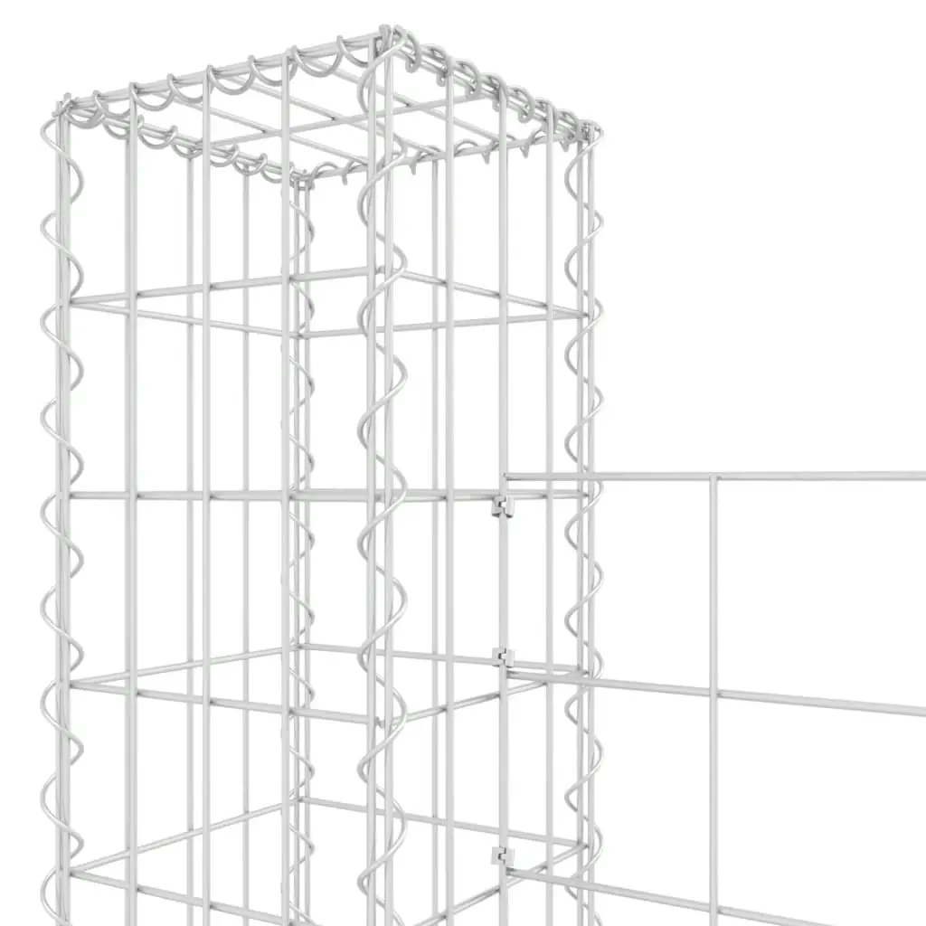 U-shape Gabion Basket with 3 Posts Iron 260x20x200 cm 151290