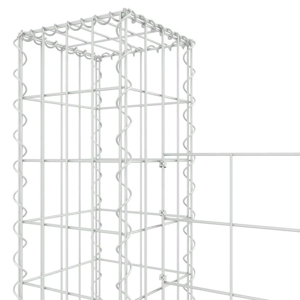 U-shape Gabion Basket with 4 Posts Iron 380x20x200 cm 151291