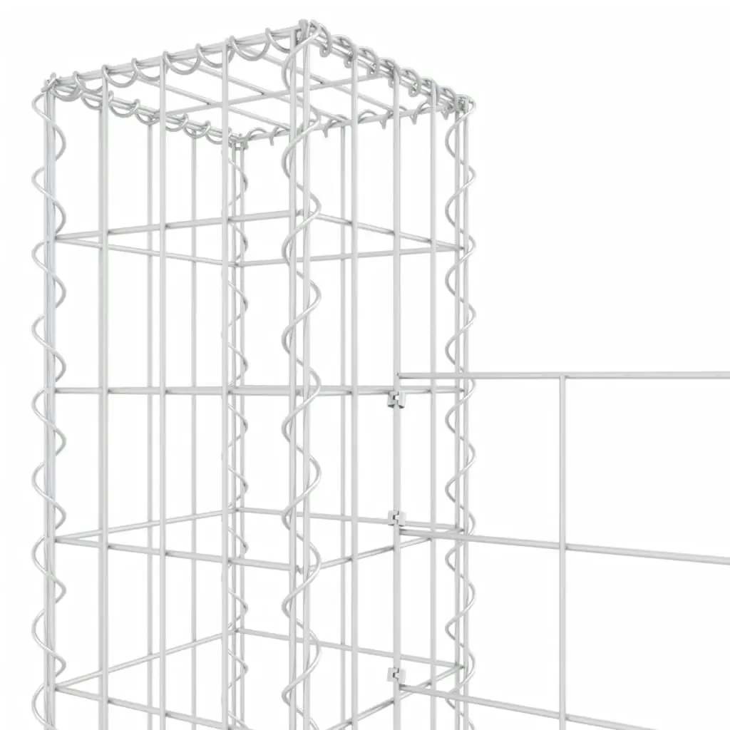 U-shape Gabion Basket with 7 Posts Iron 740x20x200 cm 151294