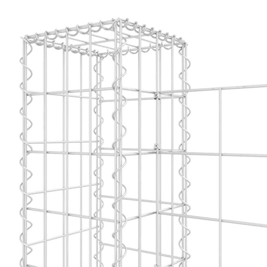 U-shape Gabion Basket with 8 Posts Iron 860x20x100 cm 151281