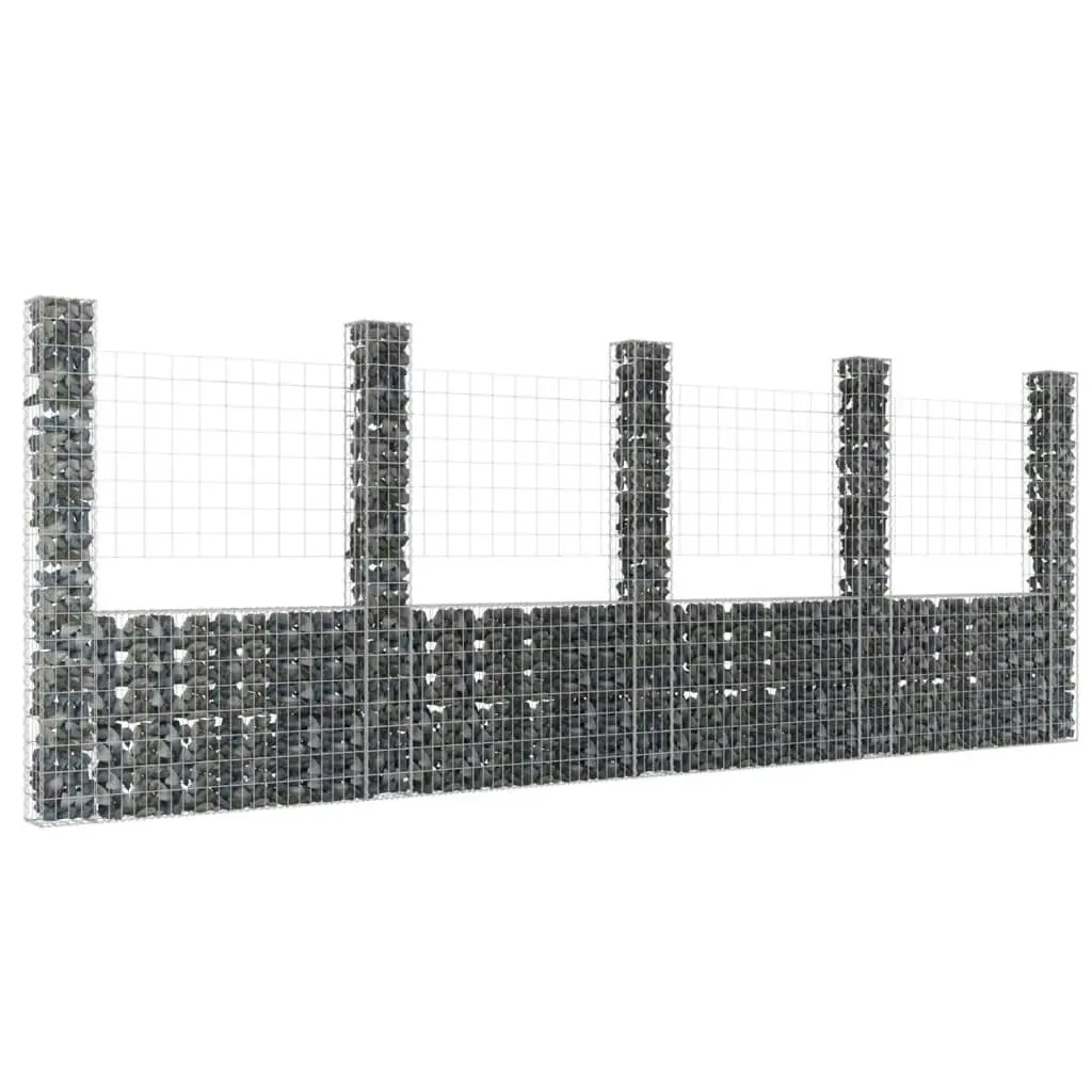 U-shape Gabion Basket with 5 Posts Iron 500x20x200 cm 151292