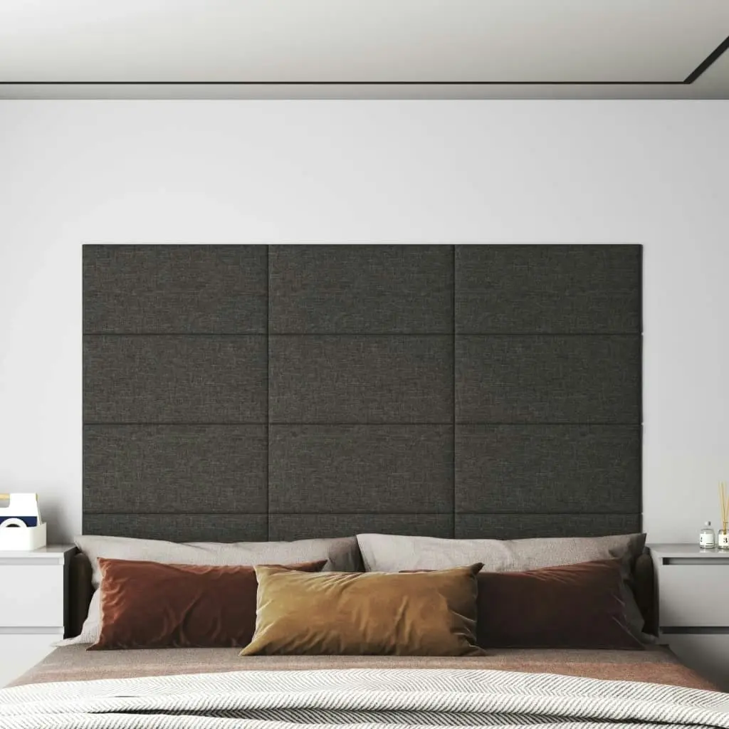 Wall Panels 12 pcs Dark Grey 60x30 cm Fabric 2.16 mÂ² 343846