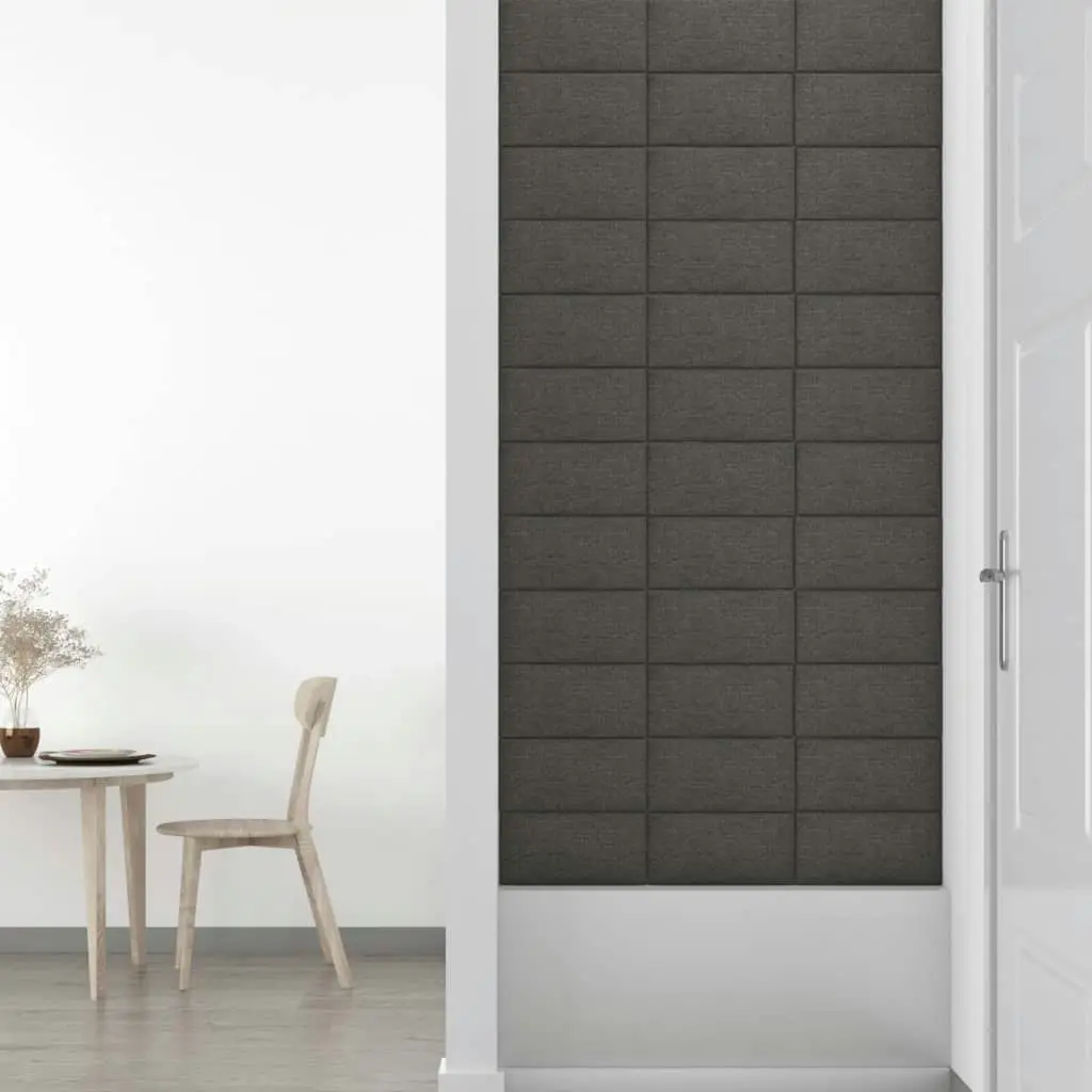 Wall Panels 12 pcs Dark Grey 30x15 cm Fabric 0.54 mÂ² 343762