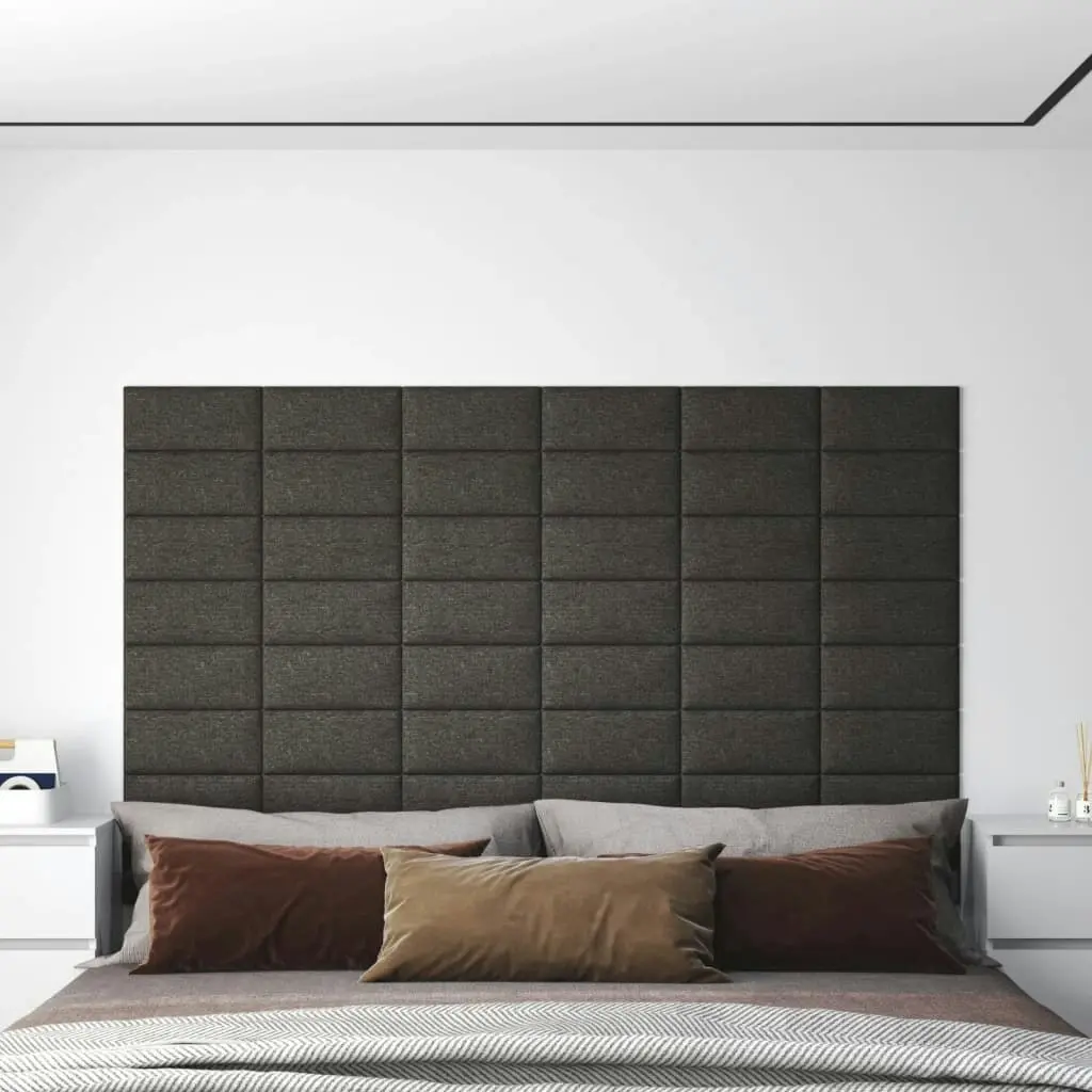 Wall Panels 12 pcs Dark Grey 30x15 cm Fabric 0.54 mÂ² 343762