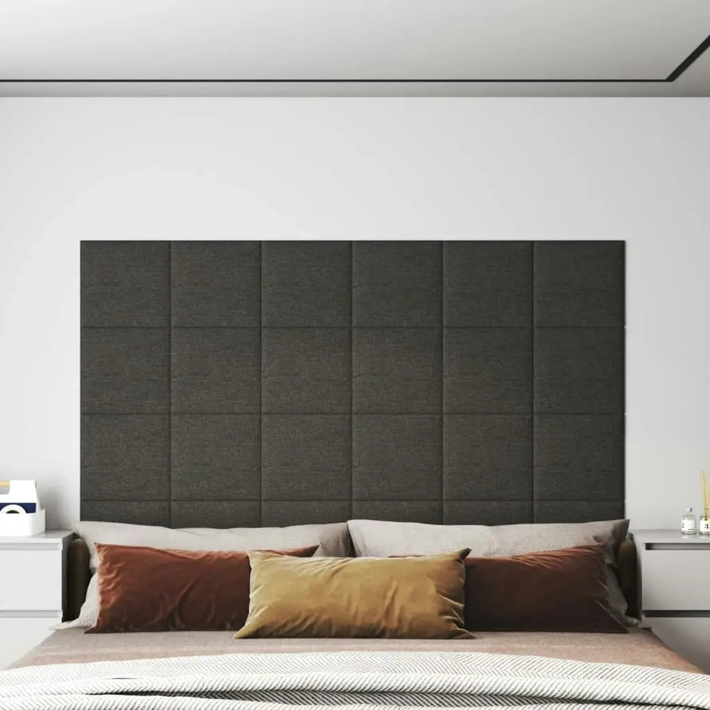 Wall Panels 12 pcs Dark Grey 30x30 cm Fabric 1.08 mÂ² 343790