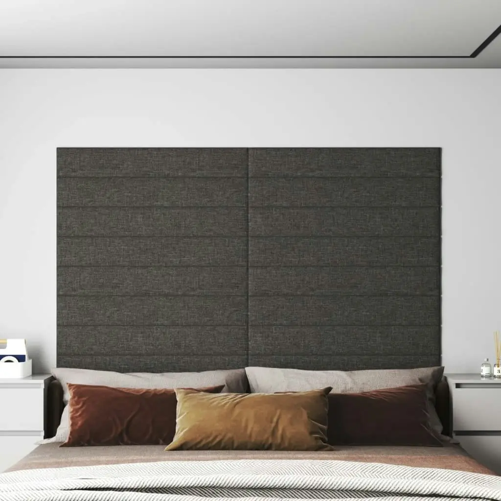 Wall Panels 12 pcs Dark Grey 90x15 cm Fabric 1.62 mÂ² 343874