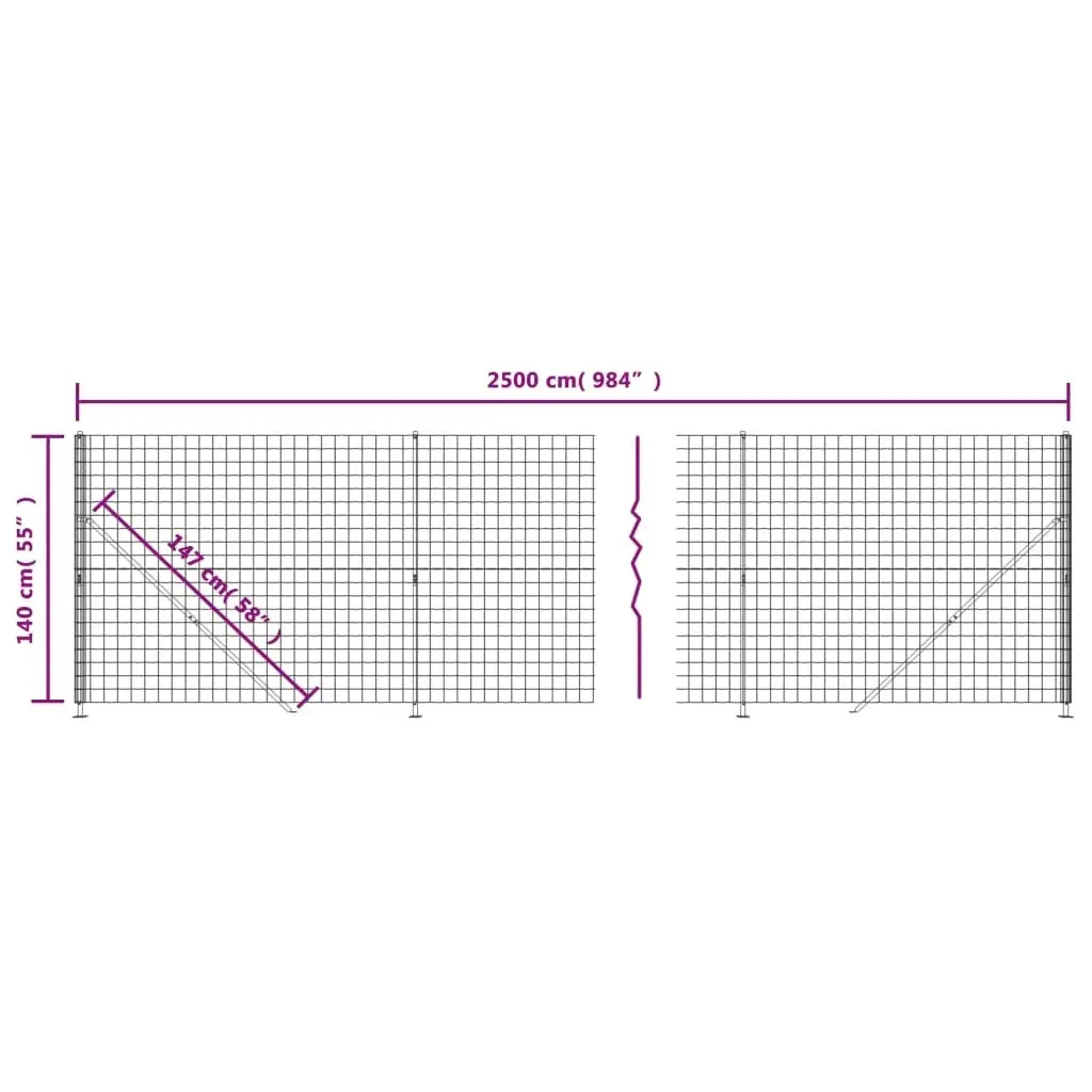 Wire Mesh Fence with Flange Anthracite 1.4x25 m 154331