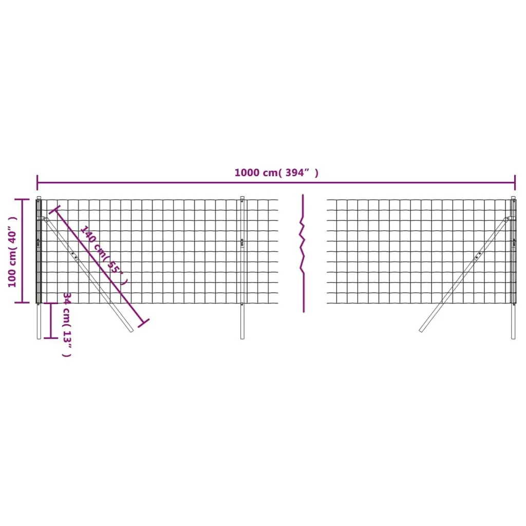 Wire Mesh Fence Green 1x10 m Galvanised Steel 154081