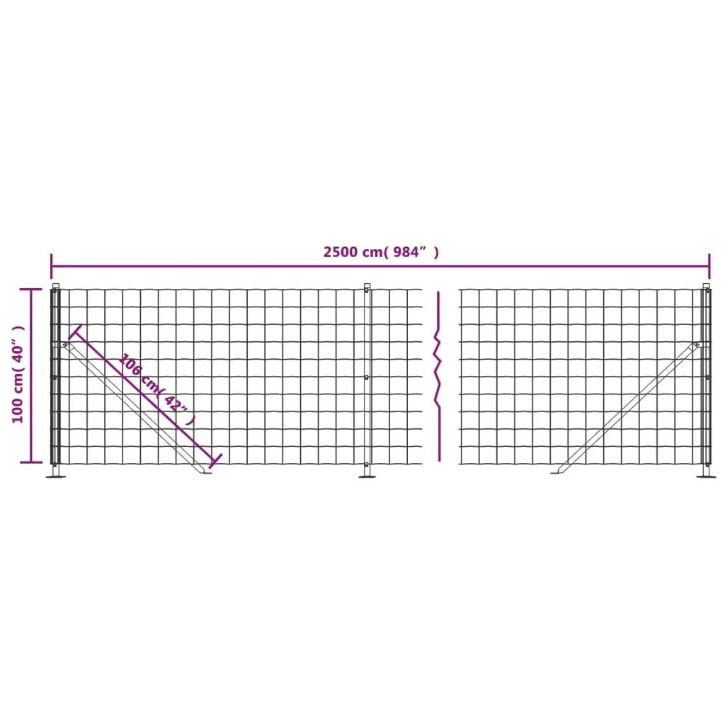 Wire Mesh Fence with Flange Anthracite 1x25 m 154329