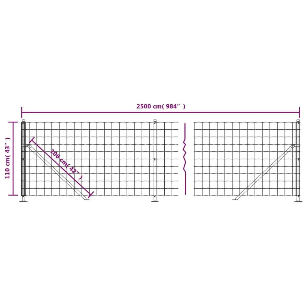 Wire Mesh Fence with Flange Anthracite 1.1x25 m 154330