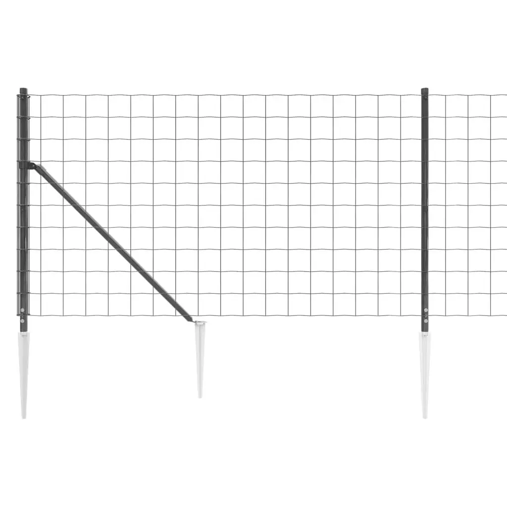 Wire Mesh Fence with Spike Anchors Anthracite 1x25 m 154281