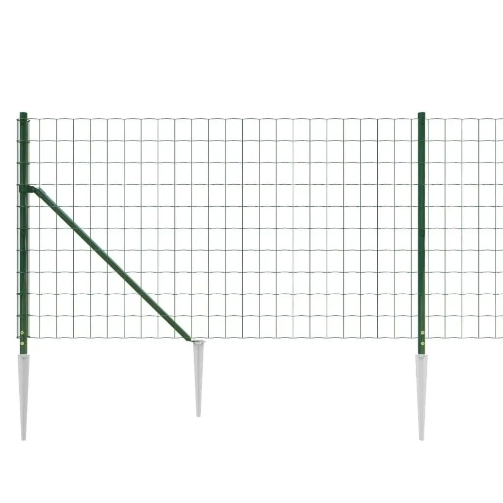 Wire Mesh Fence with Spike Anchors Green 1.1x25 m 154122