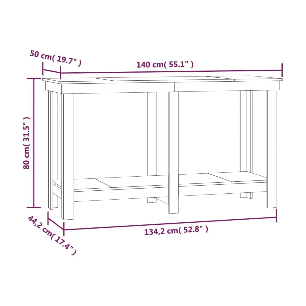 Work Bench 140x50x80 cm Solid Wood Pine 822506